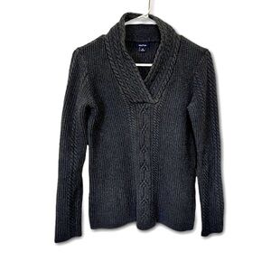 NAUTICA cable knit V-NECK SWEATER‎ Size M fisherman